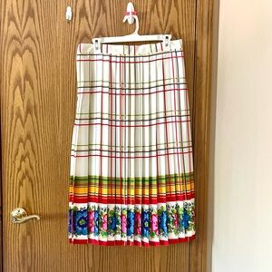 NWT J. Crew Women's Pleated Midi Skirt with Floral Border Sz 10